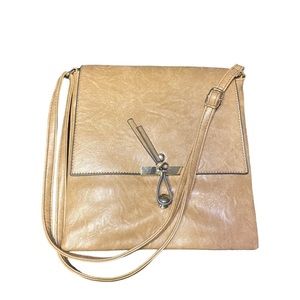 BROWN Vegan Leather Soft Modern Fold-Over Crossbody
